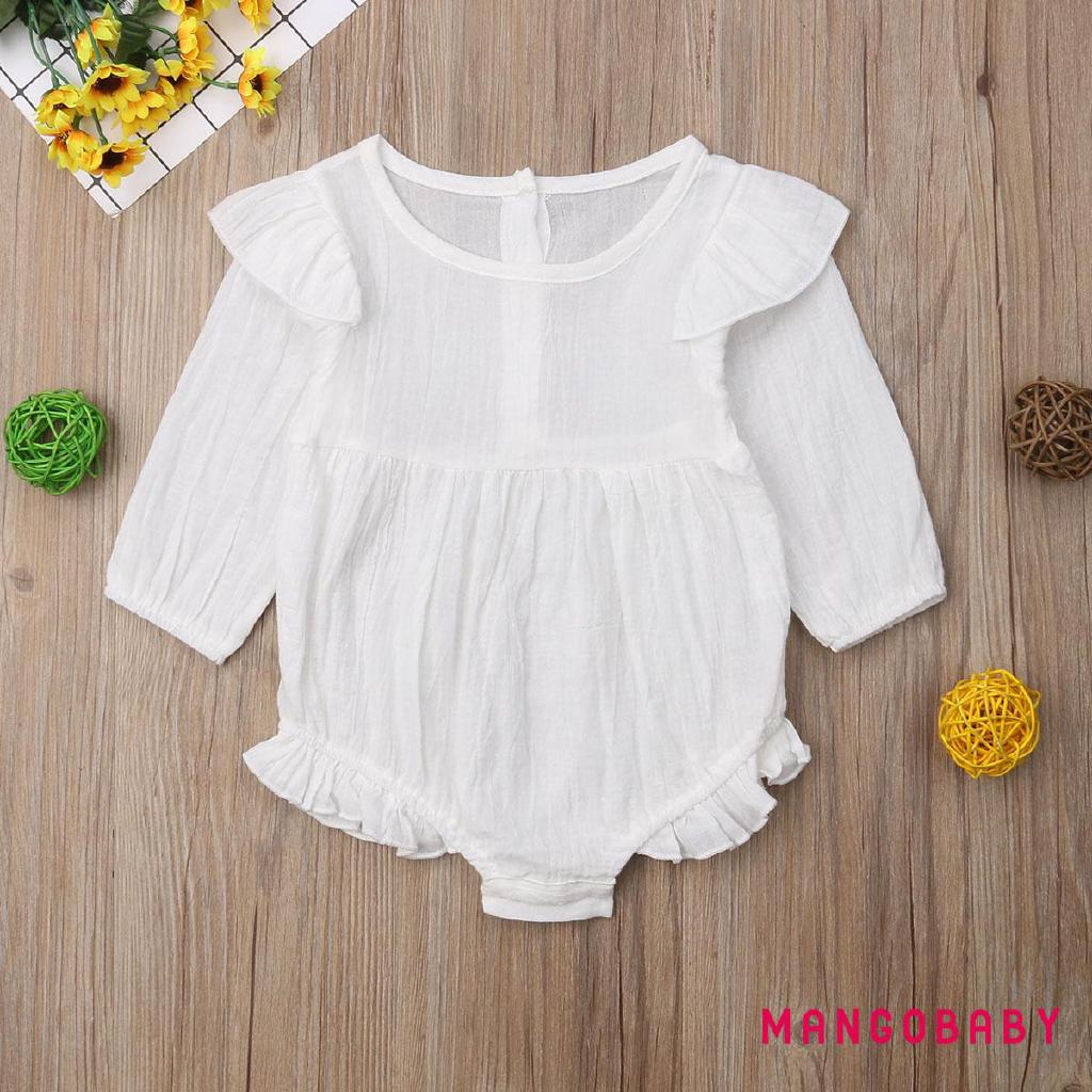 Set áo liền quần phối bèo dễ thương cho bé