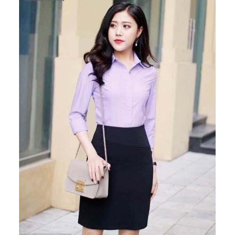 Áo sơ mi Tím huế dài tay