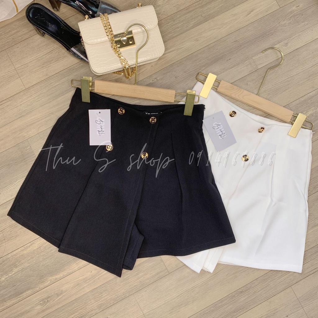 Quần Giả Váy Cạp Lưng Cao Dáng Ngắn Nữ THÚS Quần Sooc Váy 4 Khuy Vạt Trước Trẻ Trung Q2D01