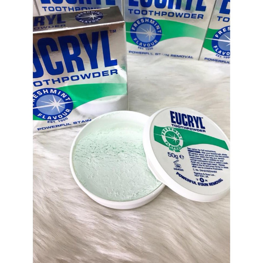 Bột Bạc Hà Làm Sạch Trắng Răng, Hơi Thở Thơm Mát Eucryl Toothpowder