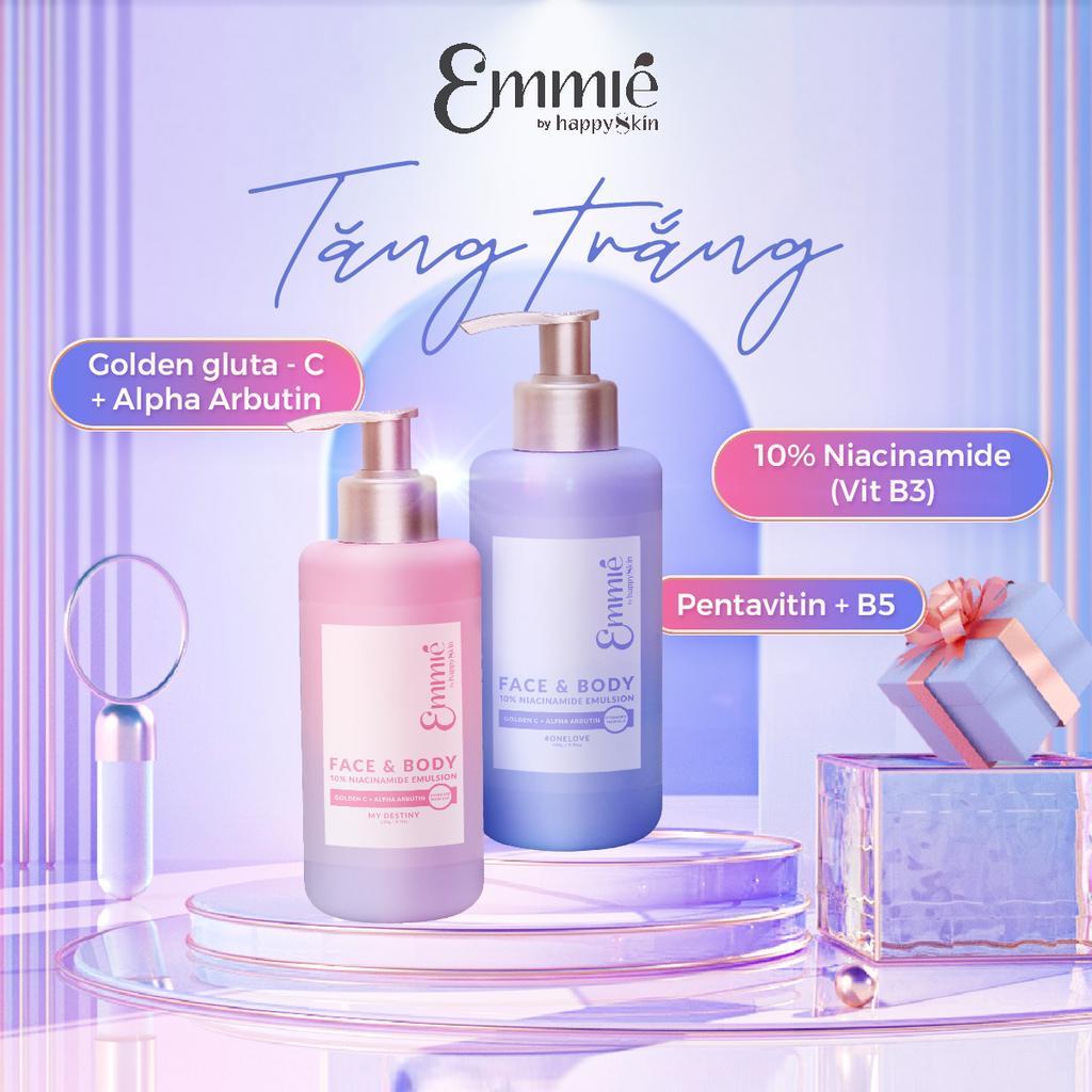 Kem Dưỡng Trắng Da Face & Body 10% Niacinamide Emulsion, Vitamin C Golden, Glutathione Emmié by Happy Skin Emmie lotion