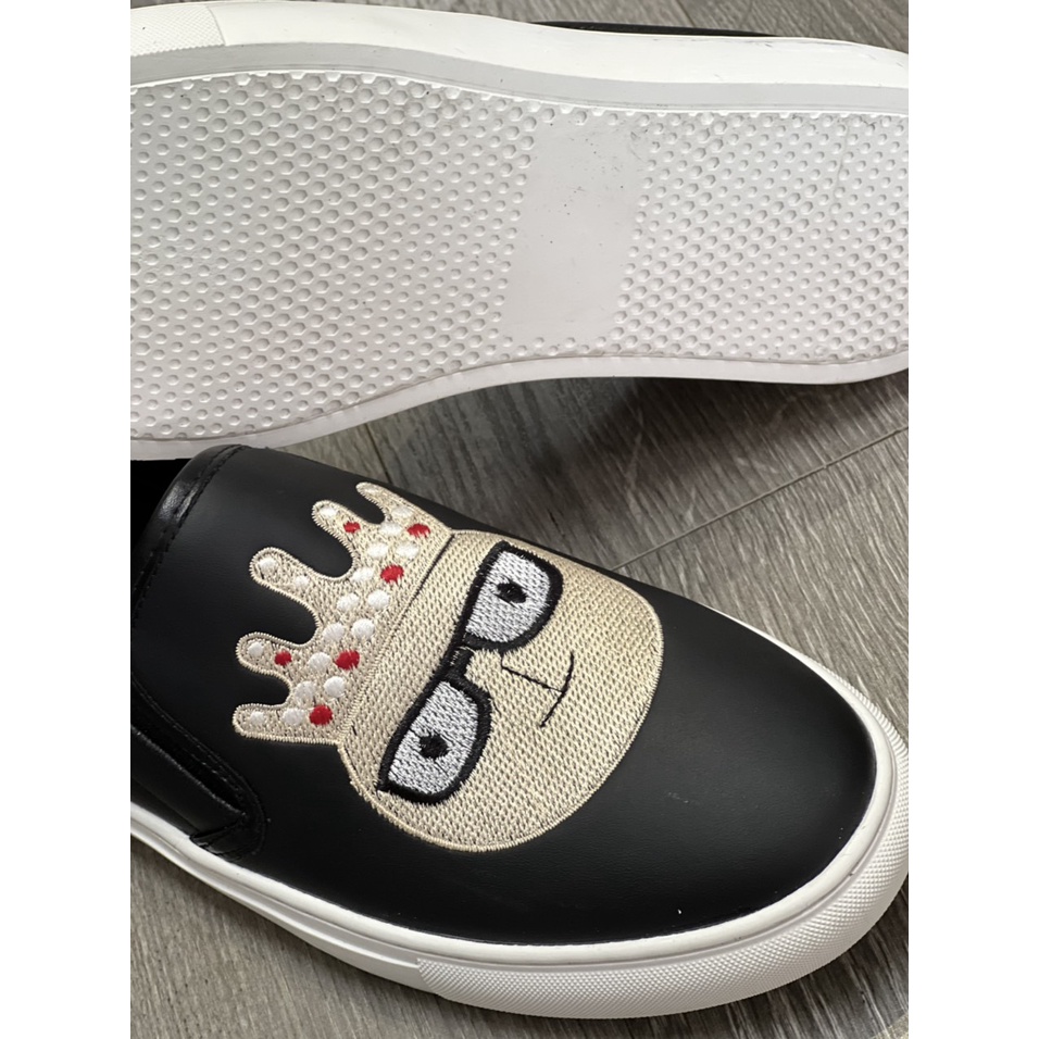 Giày Slipon Mặt Thêu Da Mặt Quỷ Thời Trang Nam Hot Trend 2022