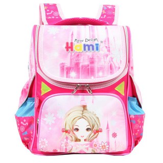 Balo chống gù HAMI 2099 Barie hồng - Balo học sinh tiểu học siêu nhẹ cho bé chống thấm nước, quai đeo lưới