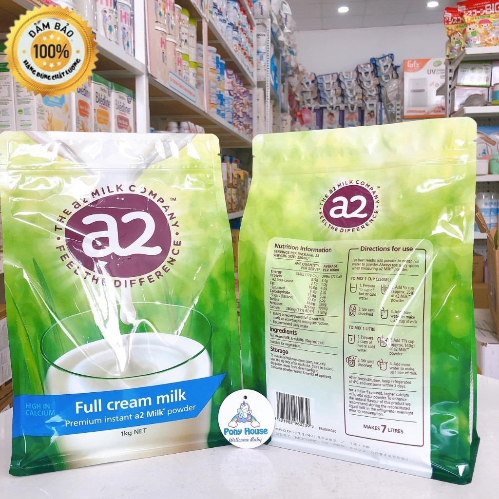 Sữa A2 Úc - Sữa Tươi Nguyên Kem Dạng Bột Úc Gói 1Kg Date 2024