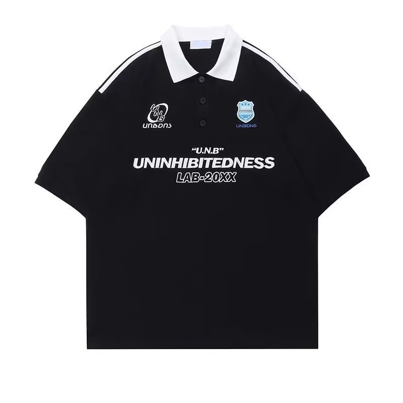 Áo polo Ngắn Tay Dáng Rộng In Chữ Phong Cách Mỹ Thời Trang Mùa Hè Cho Nam