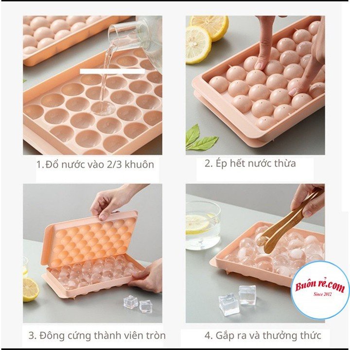 Khay Đá, Khuôn Đá, Khuôn Làm Thạch Vỉ 33 Viên Dang Tròn Có Nắp Đậy An Toàn Tiện Lợi