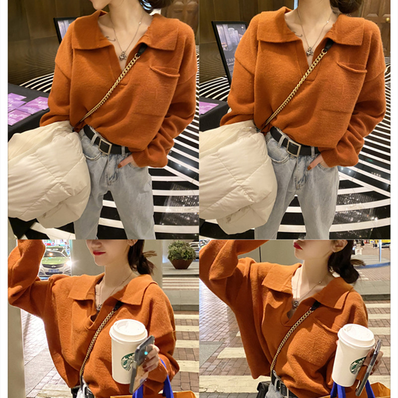 Áo Sweater dáng rộng cổ chữ V phong cách cổ điển Hàn Quốc | BigBuy360 - bigbuy360.vn