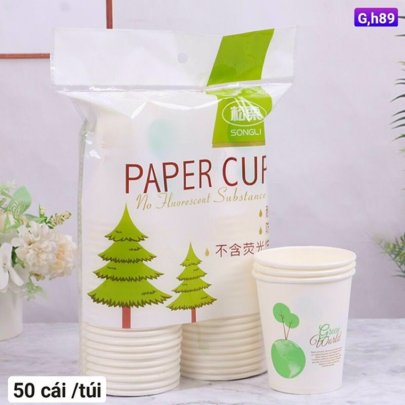 cốc giấy chịu nhiệt sử dụng 1 lần- dung tích 250ml túi 50 cái