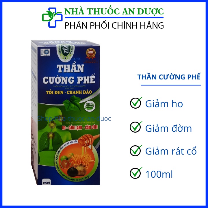 Siro Thần Cường Phế Tỏi Đen Chanh Đào giảm ho, giảm đờm, giảm đau rát họng, tăng đề kháng cho bé từ 1 tuổi - Chai 100ml