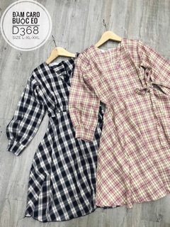 Bigsize Đầm caro buộc eo D368