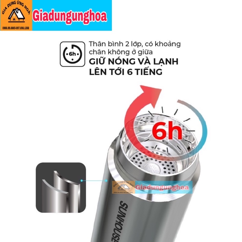 Bình Giữ Nhiệt SUNHOUSE 450ml Hàng Chính Hãng