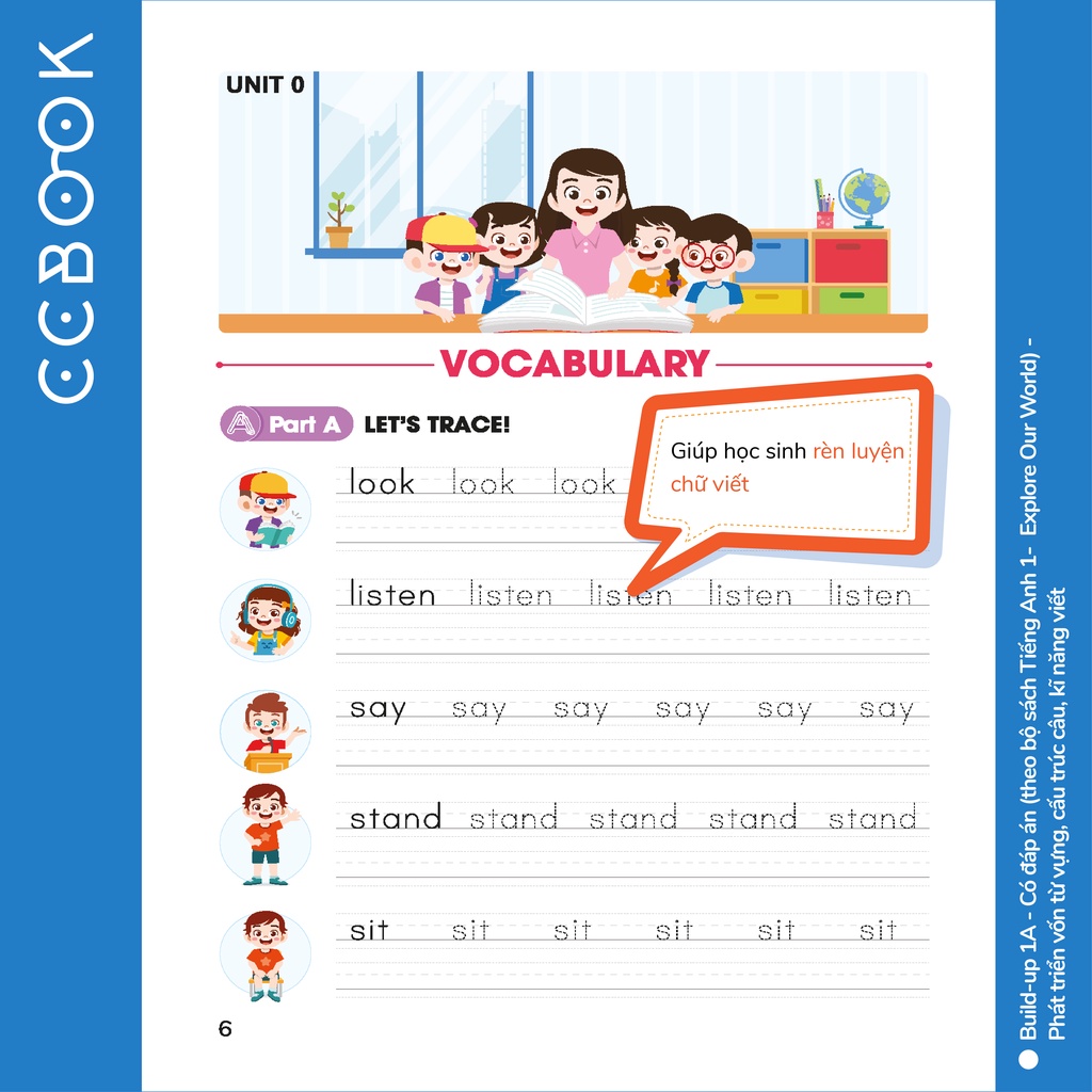 Sách Tiếng Anh lớp 1 - Build-up 1A (Theo bộ Explore Our World) - Phát triển vốn từ vựng, kĩ năng viết - Có đáp án