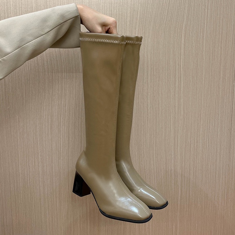 Giày Bốt Cao Gót Mũi Vuông Thời Trang Hàn Quốc Cho Nữ