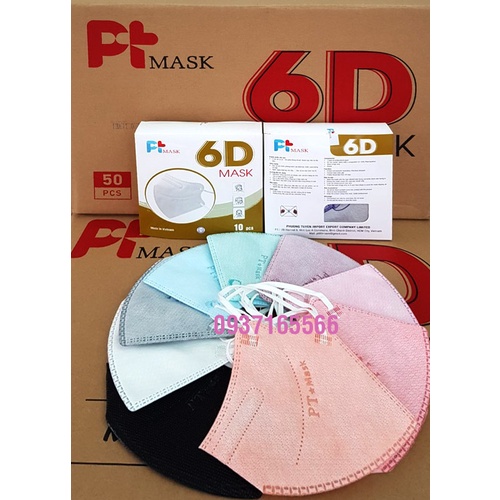 Thùng 50 hộp Khẩu Trang 6D PT Mask 5 lớp Cao Cấp Phương Tuyến hàng chính hãng