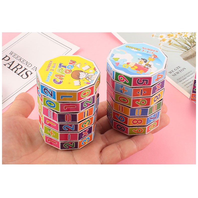 Rubik toán học Onshine câu đố kỹ thuật số cho trẻ em tính toán kỹ thuật số hình trụ khối Rubik cộng, trừ, nhân và chia