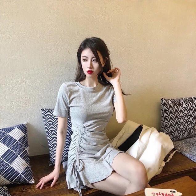 Đầm body rút dây chất thun kiểu tay ngắn đuôi cá ulzzang Hàn Quốc V15 - Peyy Clothing ࿈