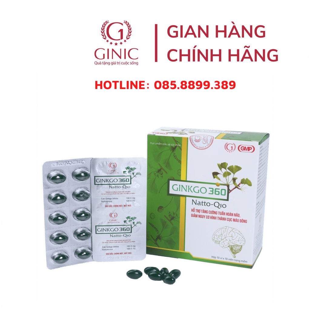 Viên uống Tuần hoàn não GINKGO 360 NATTO Q10 – Bổ sung Nattokinase, Coenzym Q10 và Thảo dược.