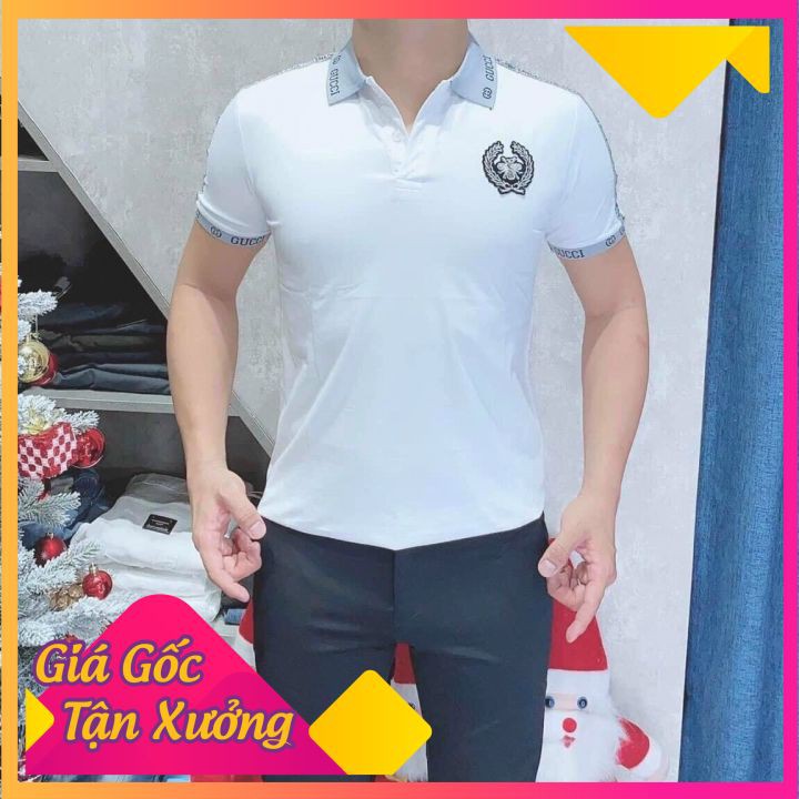 Áo Thun Nam Cổ Trụ Logo Gc Con Ong Bay Bông Lúa Vàng TM Thấm Hút Mồ Hôi Tốt, Vải Mịn