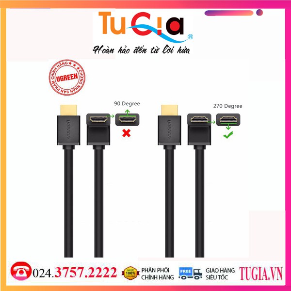 Cáp HDMI bẻ góc 270 độ dài 5m chính hãng UGREEN 10123 -Hãng Chính Hãng