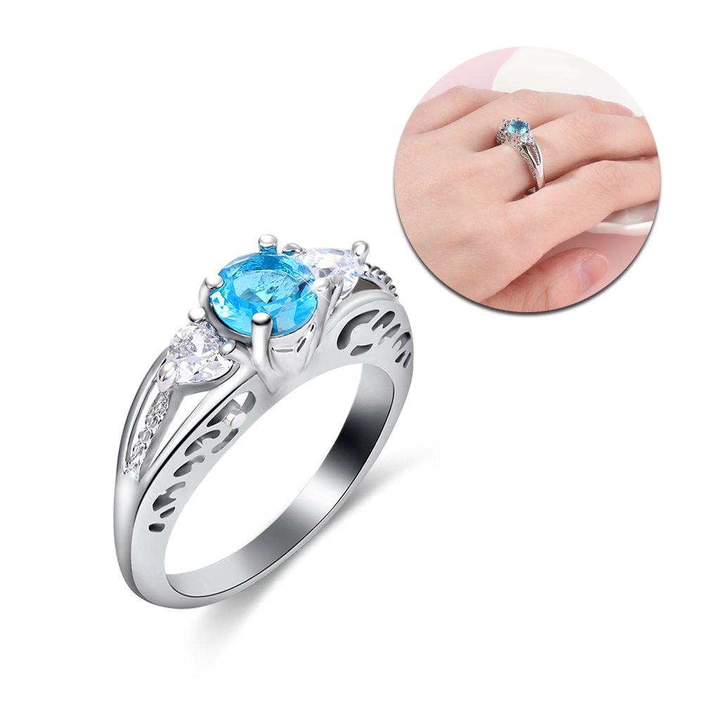 Nhẫn Mạ Bạc Cổ Điển ESPO Aquamarine Cho Nữ