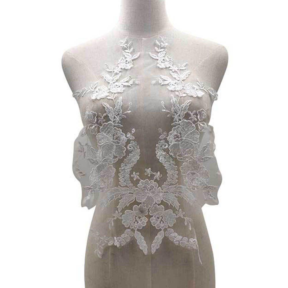 JONYE Vải Ren Thêu Hoa Bằng Polyester Dùng May Cổ Áo Lưng Cho Cô Dâu DIY