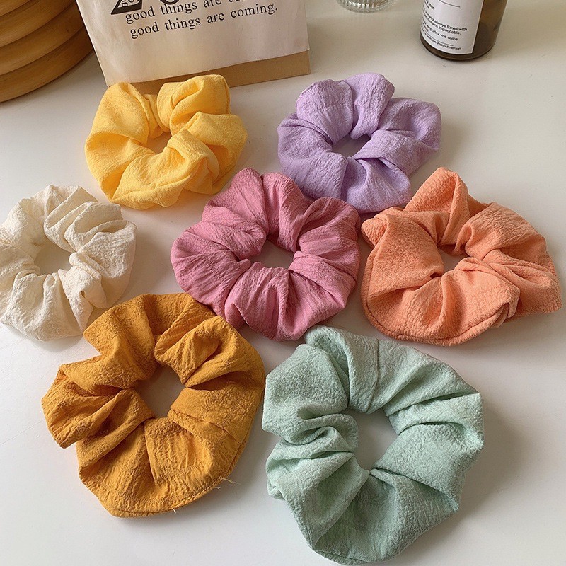 Combo 10 Dây Buộc Tóc Lalila Scrunchies Vải Kẻ Viền Đơn Giản Dễ Thương DC16