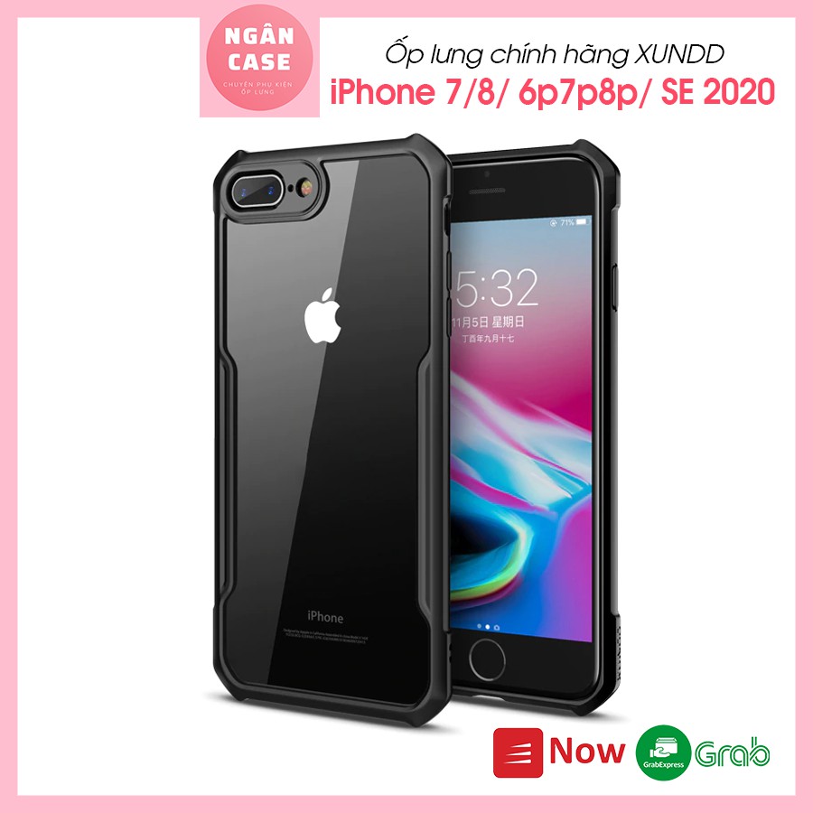 Ốp lưng XUNDD iPhone 6+/ 7+/ 8 Plus, iPhone 7/ 8/ SE 2020, Mặt lưng trong suốt, Viền TPU, Chống sốc - Beatle Series