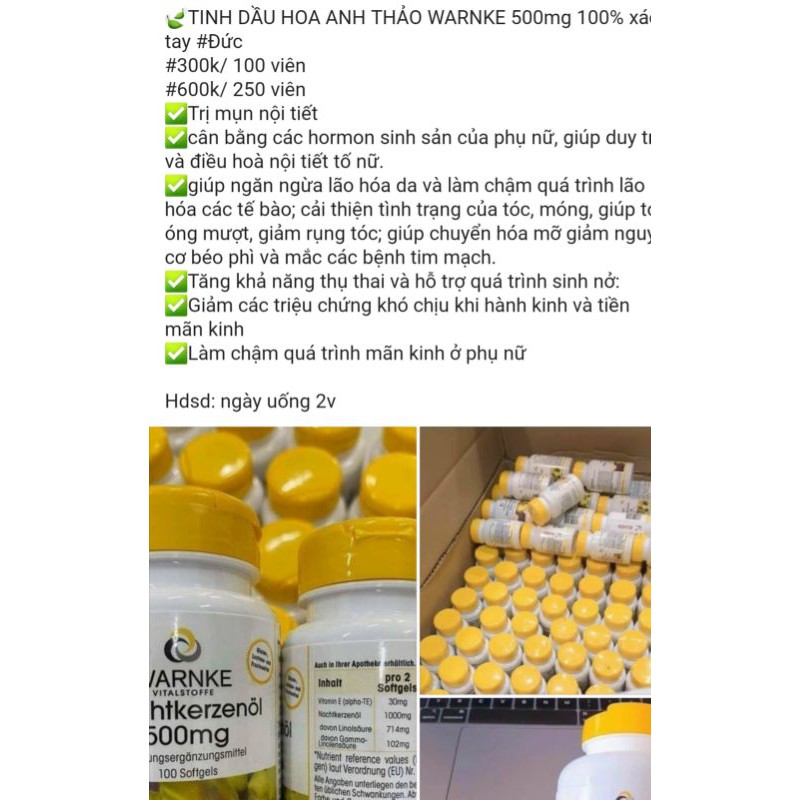 TINH DẦU HOA ANH THẢO WARNKE 500mg