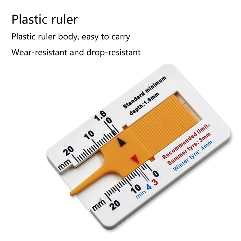 Thước Đo Độ Sâu Lốp Xe 0-20mm Bằng Nhựa Thiết Kế Nhỏ Gọn Tiện Dụng