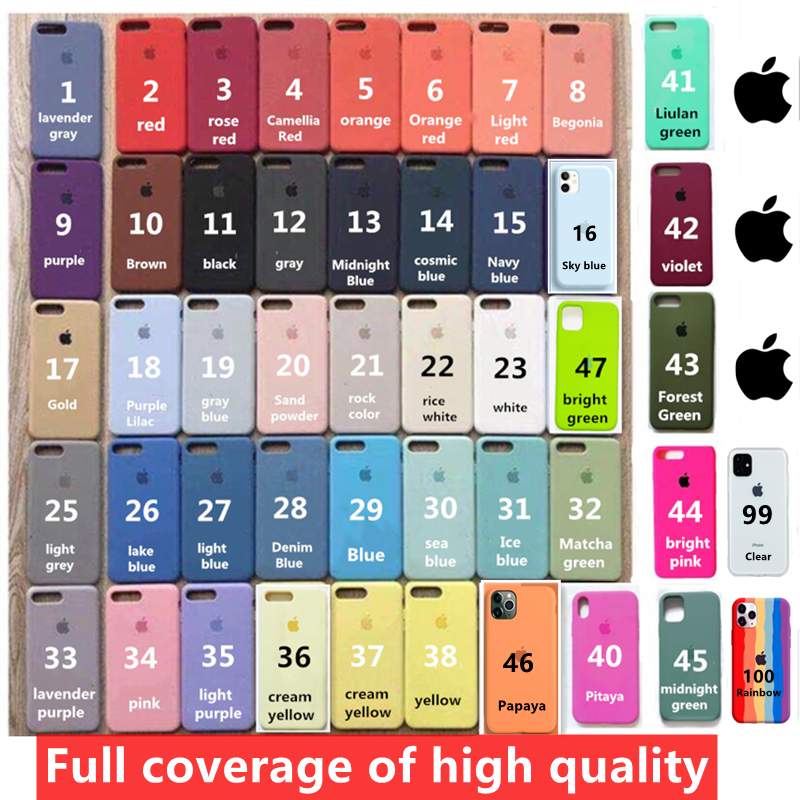 Màu Hồng Tươi Băng Xanh Bảo Hiểm đầy đủ IPhone 12/12 PRO MAX / 12MINI / 11 PRO MAX X XS Max XR 7 8 Plus  Vỏ điện Thoại Silicon Lỏng