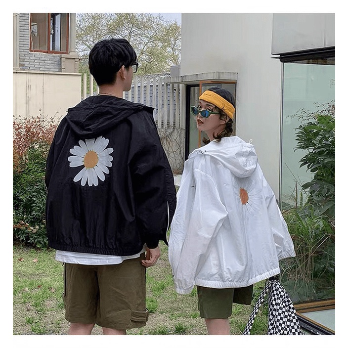 Áo khoác dù Unsiex nam/nữ in hình bông hoa cúc trắng dễ thương - TP01 [NewUnisex]