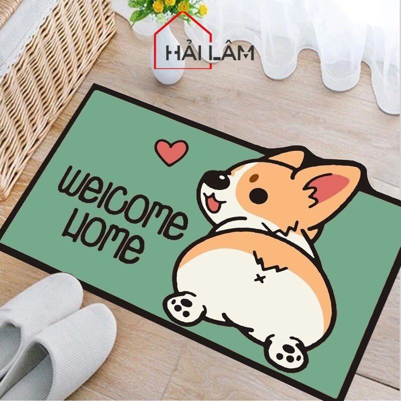 Thảm lau chân 3D in hình chống trơn trượt, thấm nước, kích thước 40x60cm