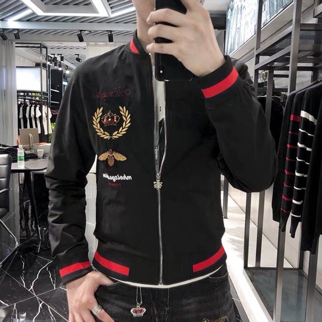 Áo khoác dù nam đẹp cao cấp mới thêu hình con ong đen Tm