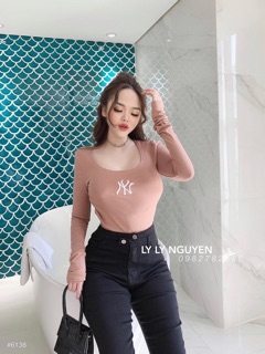 ÁO THUN GÂN THÊU TAY DÀI