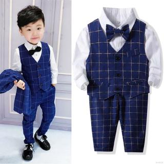 Set áo sơ mi+quần dài+áo khoác và nơ phong cách quý ông cho bé trai