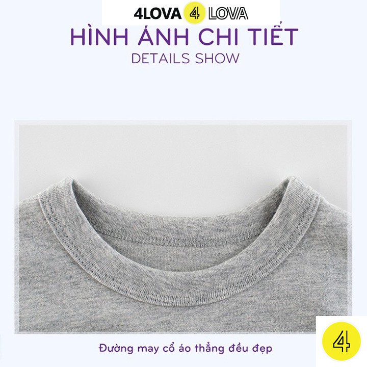 Áo thun dài tay 4LOVA cổ tròn trơn unisex cho bé trai, bé gái