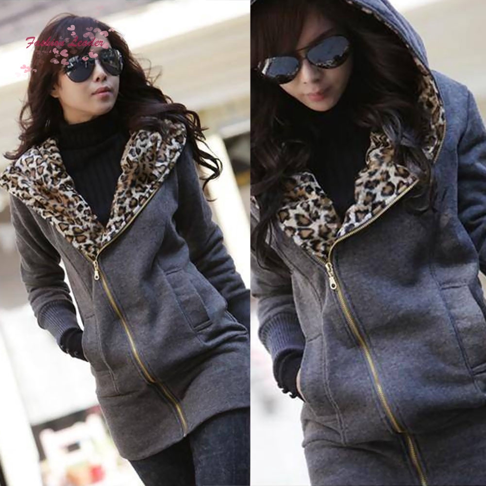 Áo khoác form dài có nón họa tiết da beo thời trang cho nữ | BigBuy360 - bigbuy360.vn