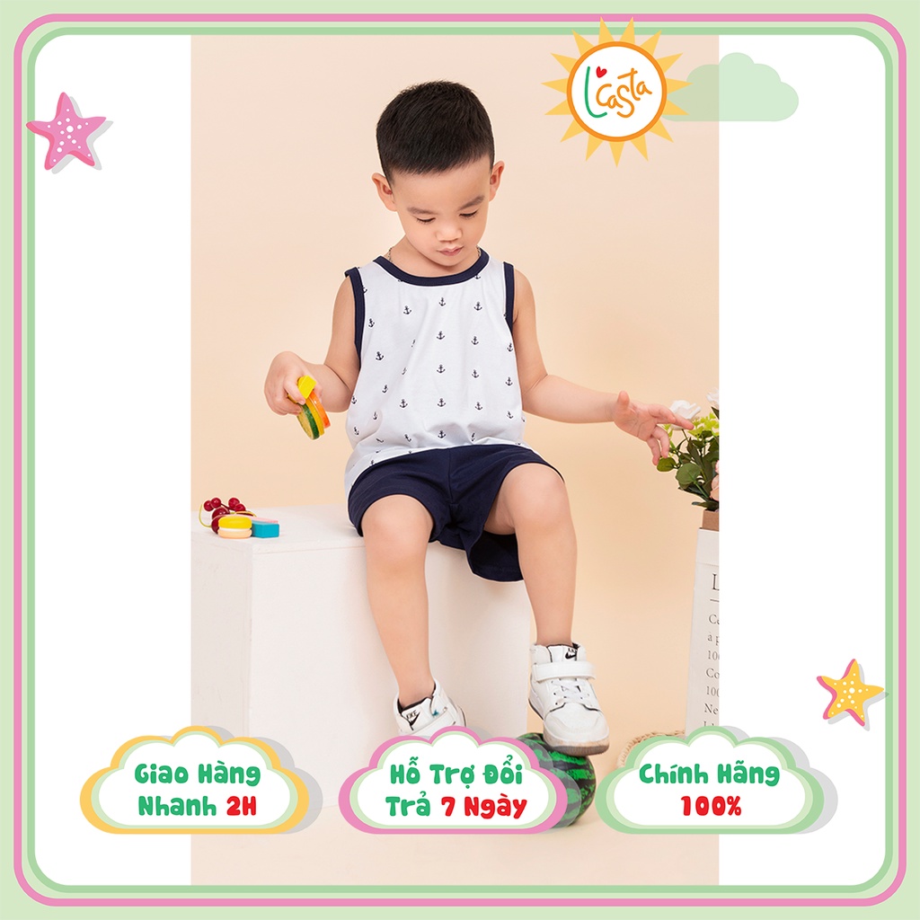 [Mã BMBAU50 giảm 7% đơn 99K] Bộ quần áo ba lỗ bé trai 100% cotton size 1 đến 6 tuổi LCasta