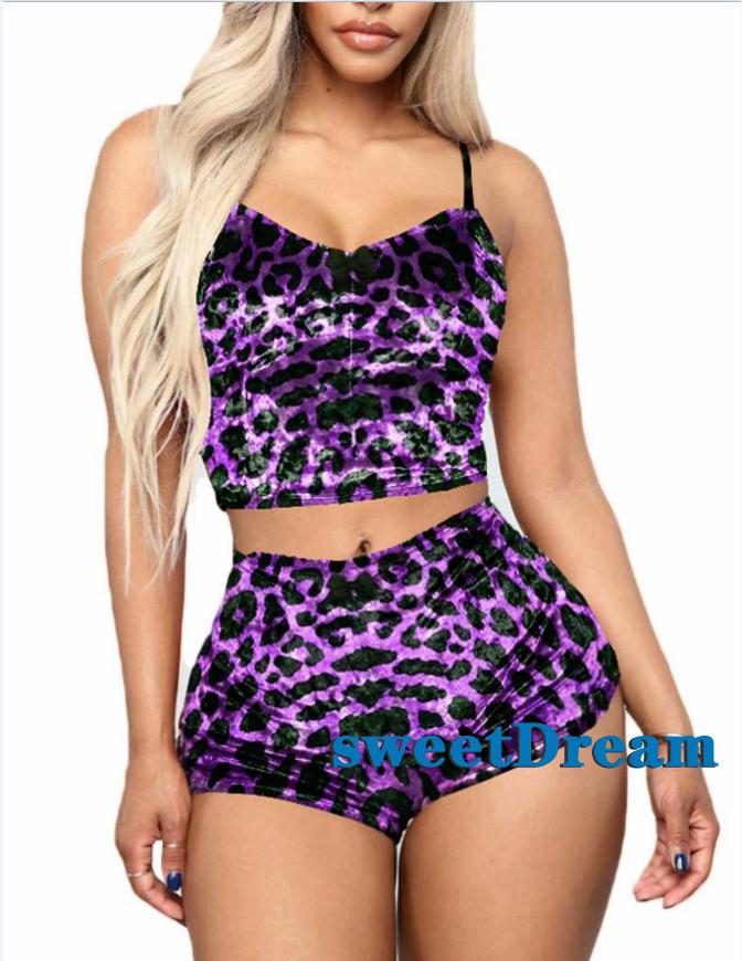 Set Đồ Ngủ Áo Sát Nách Cổ Chữ V Hoạ Tiết Da Báo + Quần Sọt | BigBuy360 - bigbuy360.vn