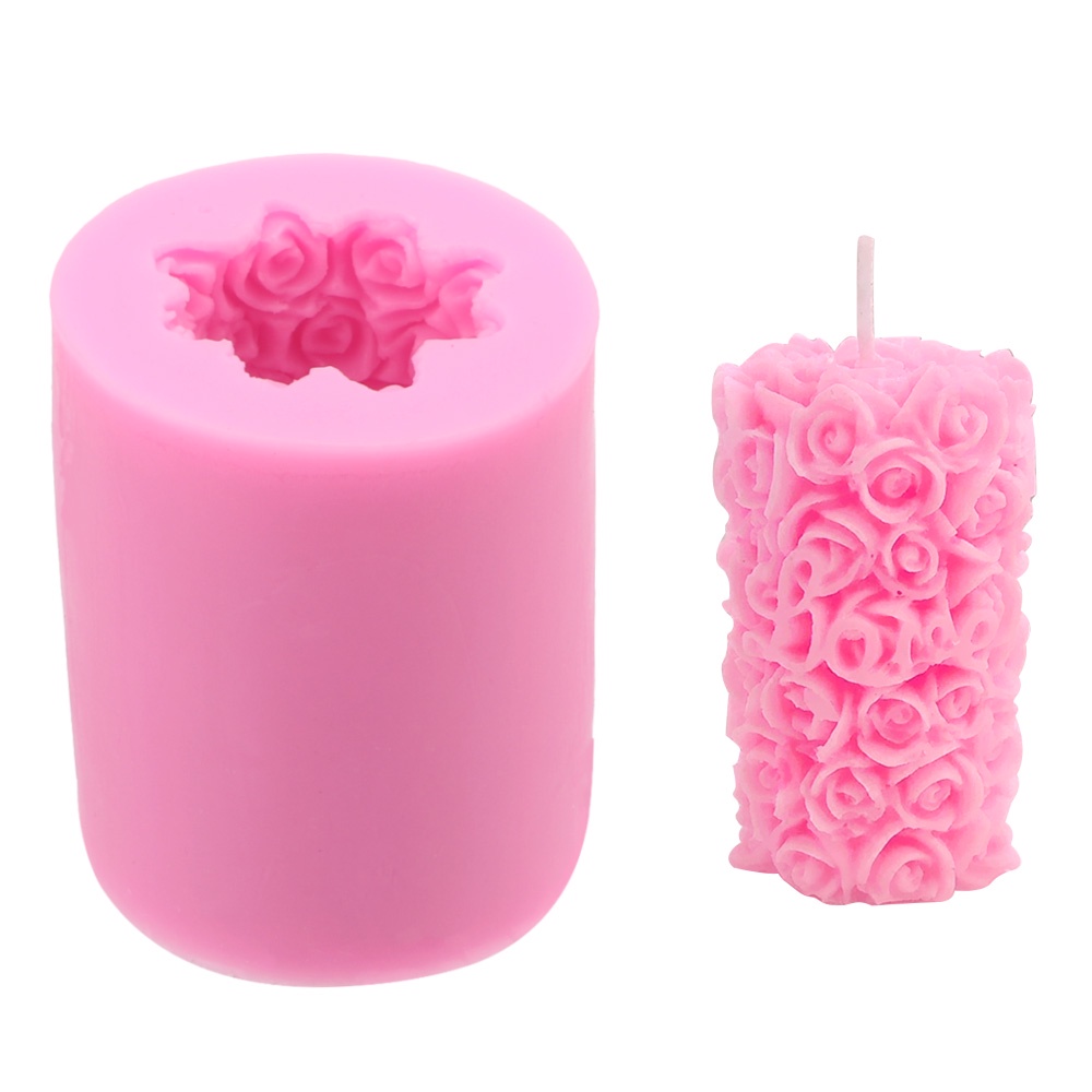 Khuôn Silicone Làm Nến Xà Phòng Hình Hoa Hồng 3D