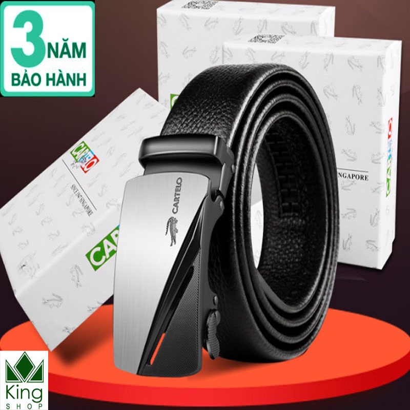 Thắt Lưng Da Nam Cao Cấp CARTELO Thắt Lưng Nam Da Bò 2 Lớp 100% Khóa Tự Động KG02 -Đồ Da Kingshop