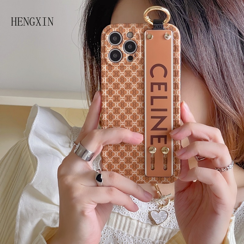 Luxury and fashionable wrist strap holder phone case suitable for iPhone 15 14 11 12 13 Pro Max shockproof silicone protective case