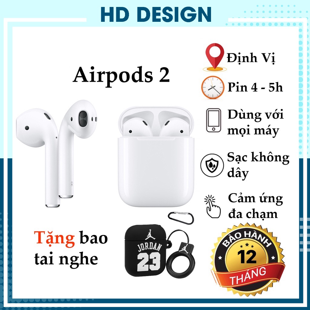 Tai Nghe Bluetooth Không Dây AP2 - Định Vị GPS- Đổi Tên - Sạc Không dây Dùng Cho Cho IOS và Android