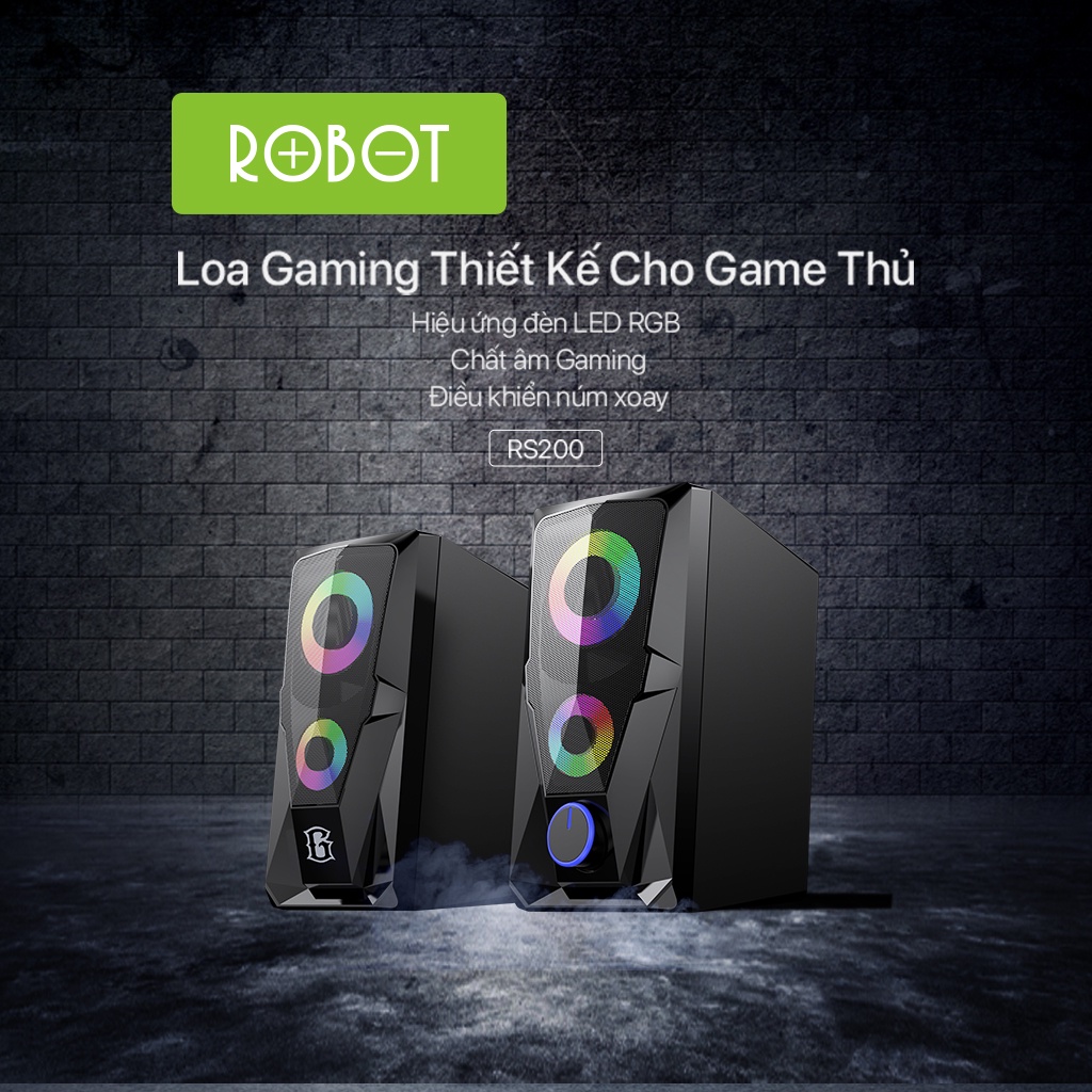 Loa Máy Tính Gaming ROBOT RS200 Hiệu Ứng Đèn LED Âm Thanh HD Chất Lượng Cao Bảo Hành Chính Hãng 12 Tháng