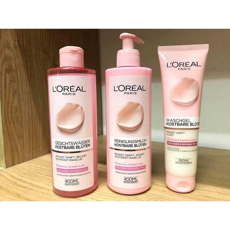 SỮA RỬA MẶT + NƯỚC HOA HỒNG LOREAL 400ml