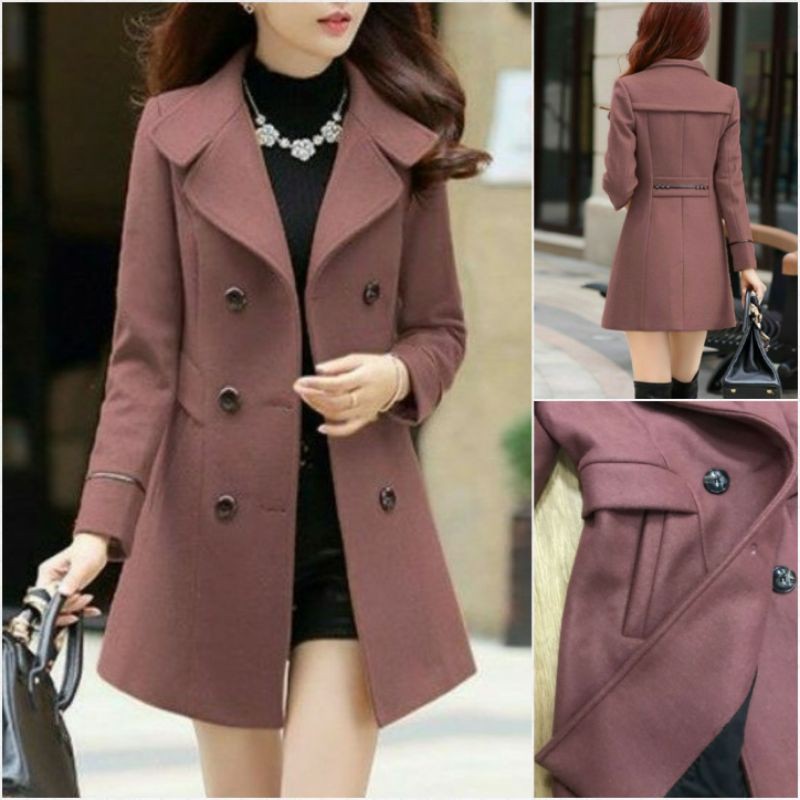Hàng nhập - Áo khoác dạ lì 6 nút sang trọng, áo dạ thu cổ vest blazer thu đông