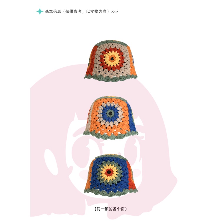 Mũ bucket Dệt Kim Hoạ Tiết Hoa Xinh Xắn Cho Nữ