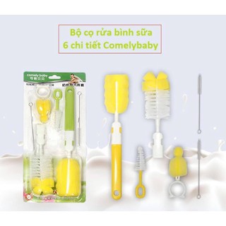 CÓ SẴN - Bộ cọ 6 món vệ sinh bình sữa ComelyBaby rữa sạch mọi chi tiết