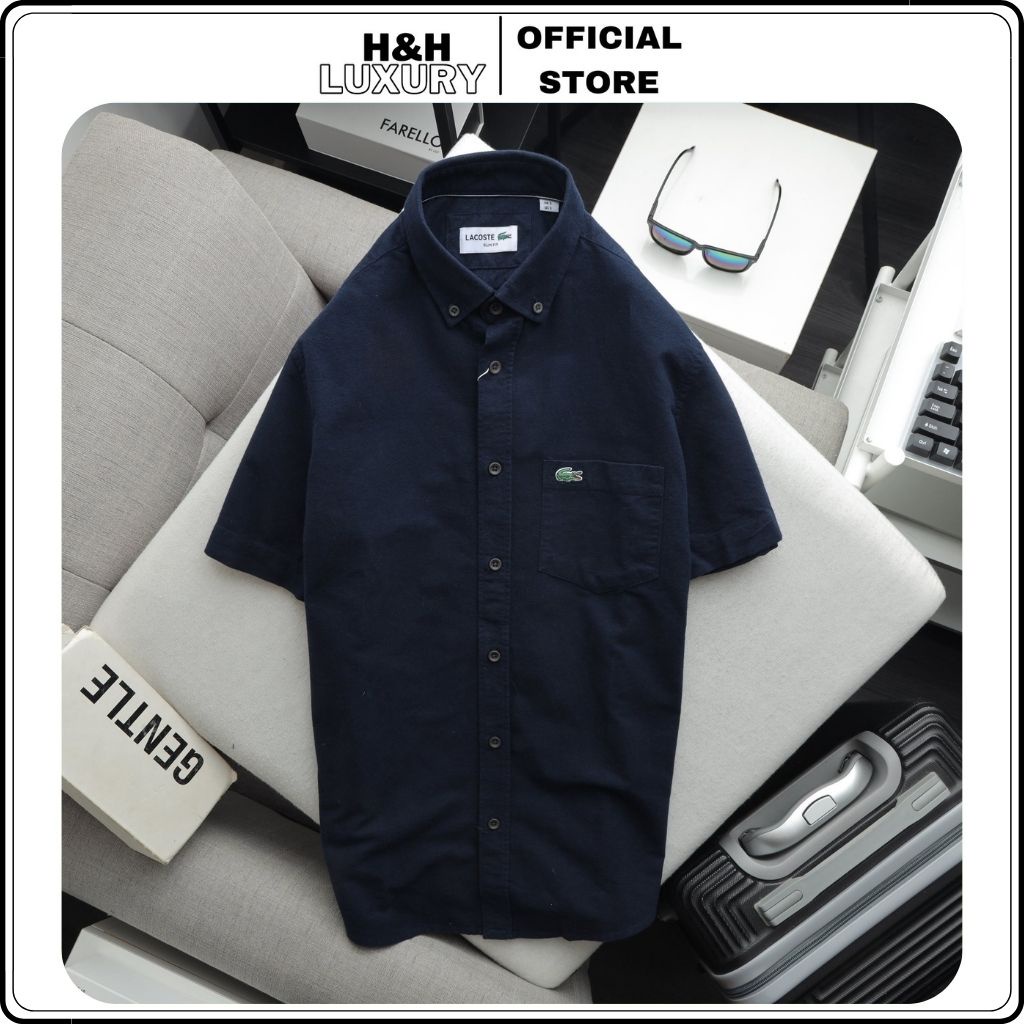 Áo sơ mi nam ngắn tay, áo sơ mi nam màu trơn vải oxford dày dặn, thấm hút mồ hôi vải dư vnxk