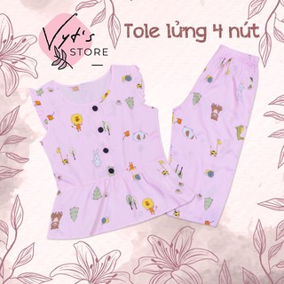 Đồ bộ nữ tole lanh lửng 4 nút